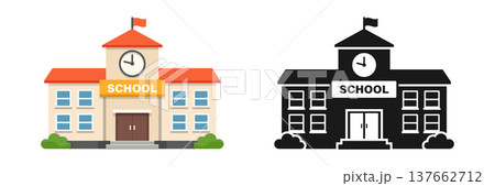 School building icon in cartoon flat style. Education house vector illustration on isolated background. College and institute sign business concept. 137662712