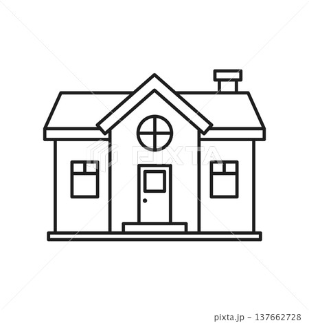 House icon in cartoon flat style. Home exterior outline stroke vector illustration on isolated background. Cottage sign business concept. House icon in cartoon flat style. Home exterior outline stroke vector illustration on isolated background. Cottage sign business concept. 137662728