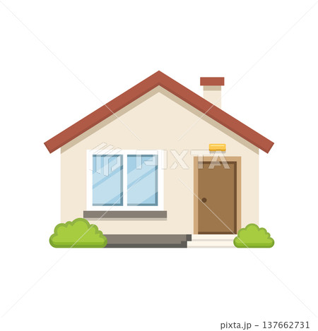 House icon in cartoon flat style. Home exterior vector illustration on isolated background. Cottage sign business concept. House icon in cartoon flat style. Home exterior vector illustration on isolated background. Cottage sign business concept. 137662731