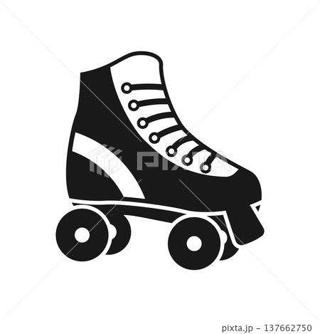 Roller skate silhouette icon in flat style. Sport equipment vector illustration on isolated background. Shoe with wheels sign business concept. 137662750