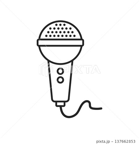 Microphone icon in outline stroke flat style. Karaoke equipment vector illustration on isolated background. Podcast sign business concept. Microphone icon in outline stroke flat style. Karaoke equipment vector illustration on isolated background. Podcast sign business concept. 137662853