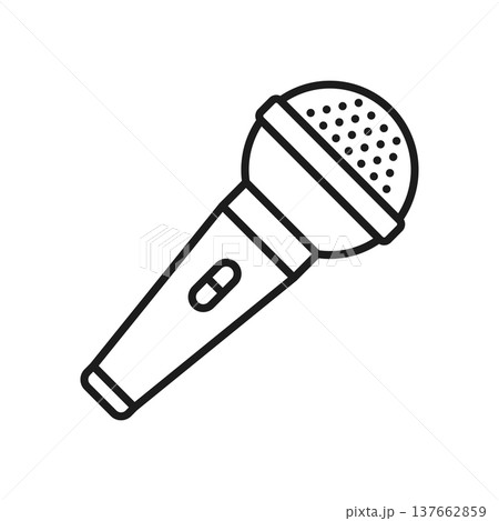 Microphone icon in outline stroke flat style. Karaoke equipment vector illustration on isolated background. Podcast sign business concept. Microphone icon in outline stroke flat style. Karaoke equipment vector illustration on isolated background. Podcast sign business concept. 137662859