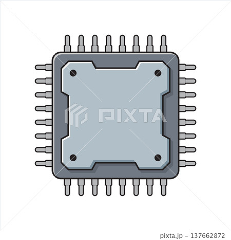 Central cpu processor icon in flat style. Microprocessor vector illustration on isolated background. Ai chip sign business concept. 137662872
