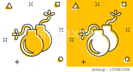 Bomb icon in comic style. Dynamite cartoon vector illustration on white isolated background. C4 tnt splash effect business concept. 137663109
