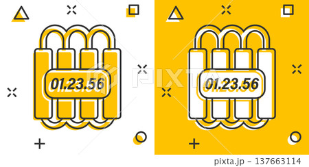 Bomb icon in comic style. Dynamite cartoon vector illustration on white isolated background. C4 tnt splash effect business concept. Bomb icon in comic style. Dynamite cartoon vector illustration on white isolated background. C4 tnt splash effect business concept. 137663114