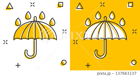 Umbrella icon in comic style. Parasol cartoon vector illustration on white isolated background. Canopy splash effect business concept. Umbrella icon in comic style. Parasol cartoon vector illustration on white isolated background. Canopy splash effect business concept. 137663137