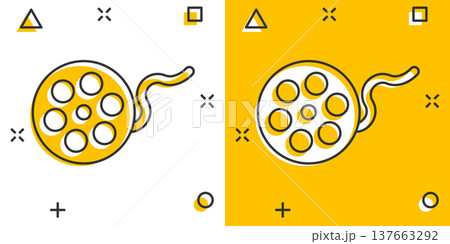 Film icon in comic style. Movie cartoon vector illustration on white isolated background. Video splash effect business concept. 137663292