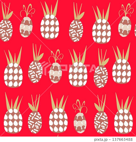 Pineapples fantasy seamless pattern, vector Pineapples fantasy seamless pattern, vector 137663488