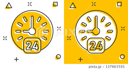 Clock icon in comic style. Watch cartoon vector illustration on white isolated background. Timer splash effect business concept. Clock icon in comic style. Watch cartoon vector illustration on white isolated background. Timer splash effect business concept. 137663591