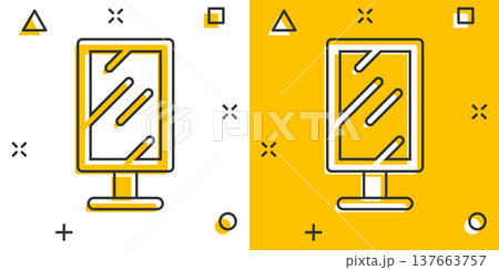 Billboard icon in comic style. Citylight display cartoon vector illustration on white isolated background. Banner placard splash effect business concept. 137663757