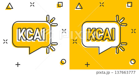 Kcal icon in comic style. Diet cartoon vector illustration on white isolated background. Calories splash effect business concept. 137663777