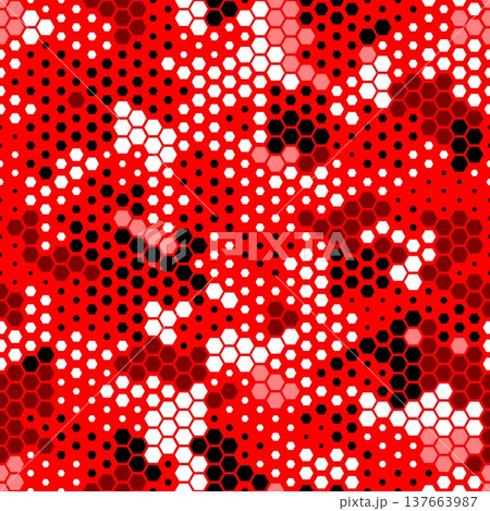 Dark hexagon abstract technology background red colored bright flashes 137663987