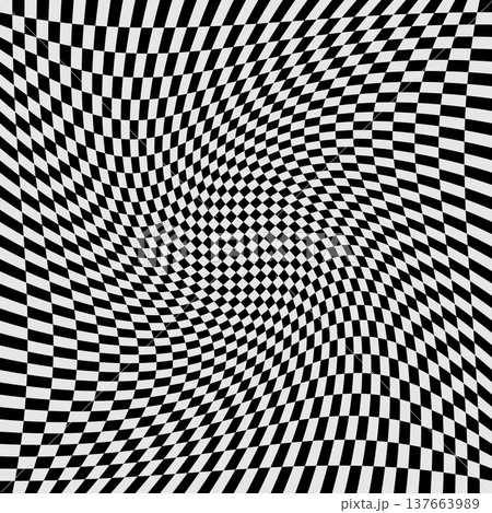 Abstract background with black and white chess board twirl futuristic waves art 137663989