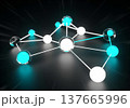 Abstract Network Structure With Glowing Spheres White And Cyan On 137665996