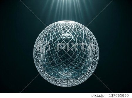 Intricate Sphere Glowing With Blue Light From Above 137665999