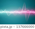 Abstract Sound Wave Form Glowing Neon Light on Teal Background 137666000