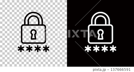 パスワードによるプライバシー保護のアイコン,南京錠とパスワードのアイコン 137666591