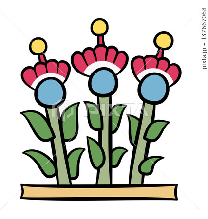 Aztec glyph of Tlacopan meaning Place on the Rods. Tepanec city-state, part of Triple Alliance of Aztec Empire on western shore of Lake Texcoco. Present-day neighborhood of Tacuba, Mexico City. Vector 137667068