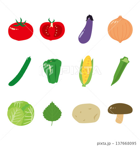 色々な野菜・食材のシンプルなイラスト素材 色々な野菜・食材のシンプルなイラスト素材 137668095