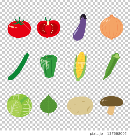 色々な野菜・食材のシンプルなイラスト素材 色々な野菜・食材のシンプルなイラスト素材 137668095