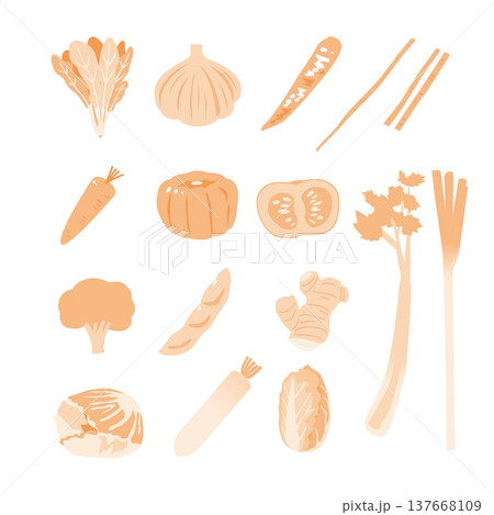 色々な野菜・食材のシンプルなイラスト素材 137668109