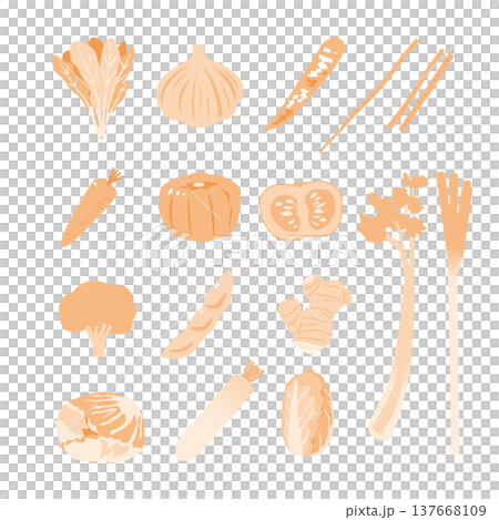 色々な野菜・食材のシンプルなイラスト素材 137668109