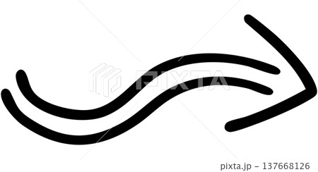 二重線の手書き矢印のイラスト5(黒) 二重線の手書き矢印のイラスト5(黒) 137668126