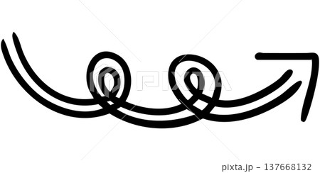 二重線の手書き矢印のイラスト11(黒) 二重線の手書き矢印のイラスト11(黒) 137668132