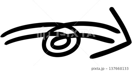 二重線の手書き矢印のイラスト12(黒) 二重線の手書き矢印のイラスト12(黒) 137668133