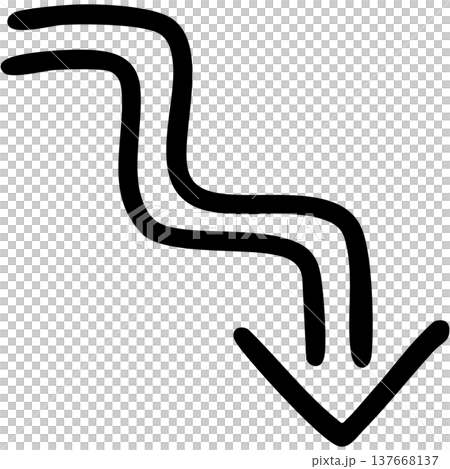 二重線の手書き矢印のイラスト16（黒） 137668137