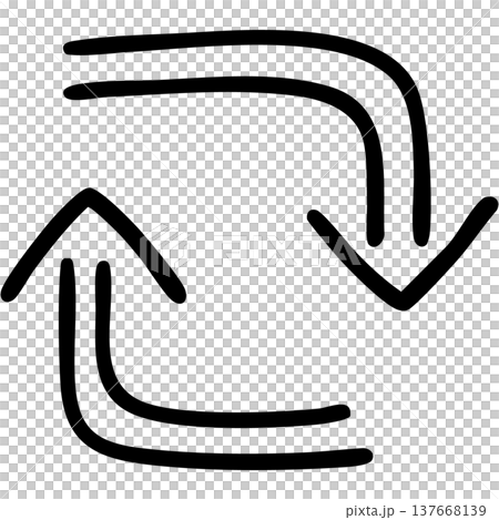 二重線の手書き矢印のイラスト18(黒) 二重線の手書き矢印のイラスト18(黒) 137668139