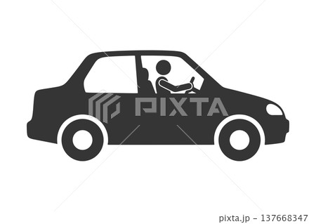 車を運転する人物のシルエットアイコン 車を運転する人物のシルエットアイコン 137668347