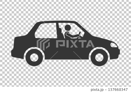 車を運転する人物のシルエットアイコン 車を運転する人物のシルエットアイコン 137668347