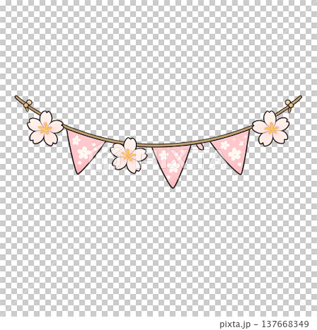 櫻花，賞櫻插畫素材 137668349