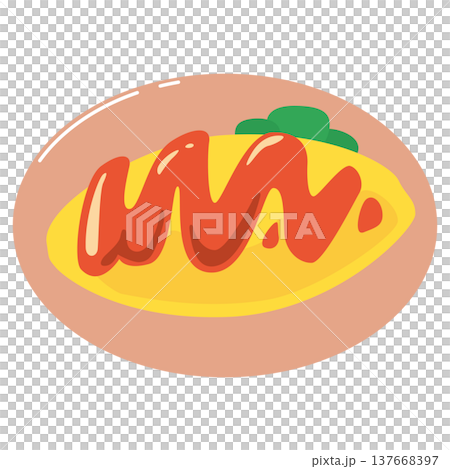 蛋包飯的簡單插圖素材 137668397