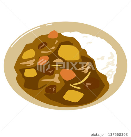 カレーライスのシンプルなイラスト素材 137668398