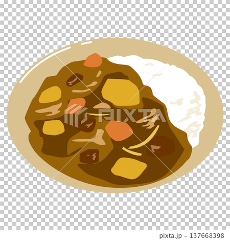 カレーライスのシンプルなイラスト素材 137668398