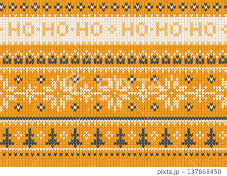 Cozy Knitted Christmas Border with Scandinavian Ornaments. Cozy Knitted Christmas Border with Scandinavian Ornaments. 137668450