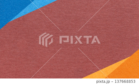 Maroon paper texture background with blue orange geometric corners gradient layers, copy space for banner presentation 137668853