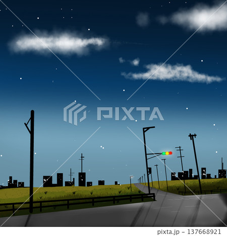 暗闇に染まる道路の背景イラスト 暗闇に染まる道路の背景イラスト 137668921