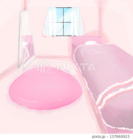 部屋の背景イラスト（ピンク） 137668923