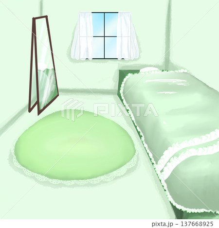 部屋の背景イラスト（グリーン） 137668925
