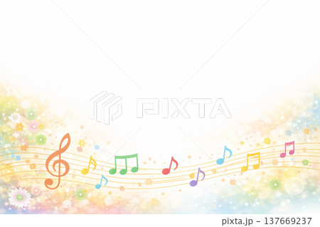 音楽シリーズ：下部楽譜と広大な白余白の背景 137669237