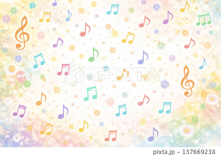 音楽シリーズ：音符がランダムに散る軽快な背景 137669238