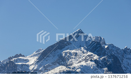Wide view of Alpspitze mountain peak in Garmisch-Partenkirchen 137671258
