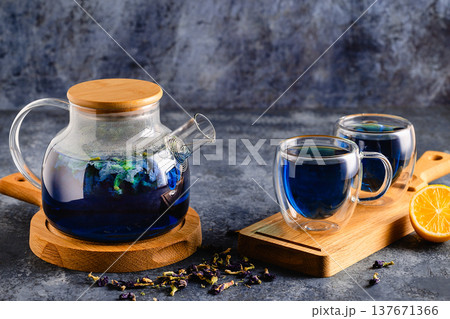 Organic blue tea Anchan. Organic blue tea Anchan. 137671366