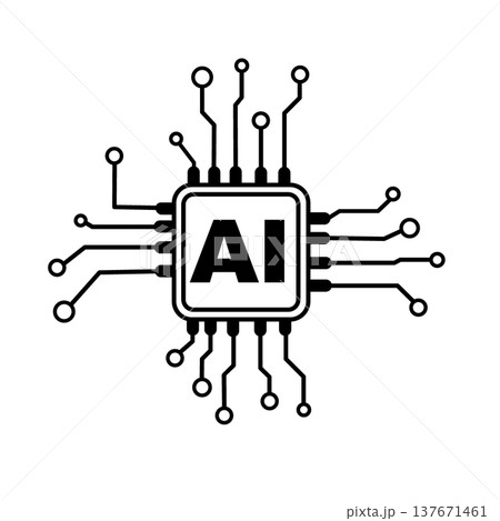 人工知能のイメージイラスト　シンプルなAIアイコン　シルエットデザイン　マーク　簡略 137671461