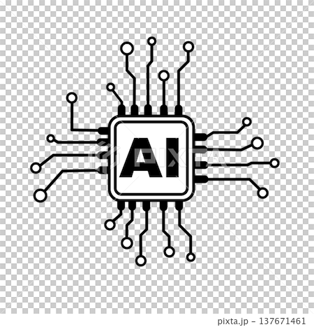 人工知能のイメージイラスト　シンプルなAIアイコン　シルエットデザイン　マーク　簡略 137671461