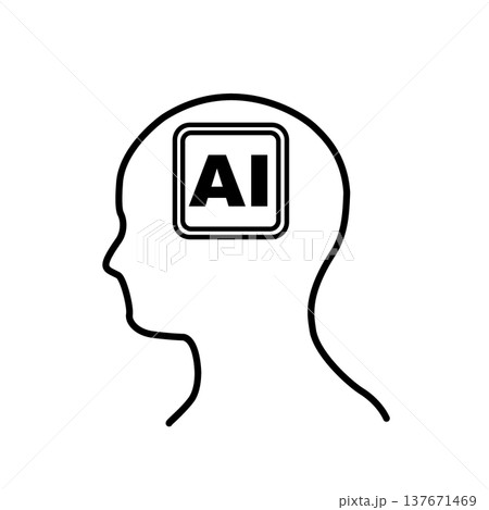 人工知能のイメージイラスト シンプルなAIアイコン シルエットデザイン マーク 簡略 人工知能のイメージイラスト シンプルなAIアイコン シルエットデザイン マーク 簡略 137671469