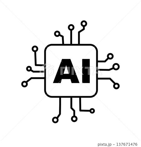人工知能のイメージイラスト シンプルなAIアイコン シルエットデザイン マーク 簡略 人工知能のイメージイラスト シンプルなAIアイコン シルエットデザイン マーク 簡略 137671476